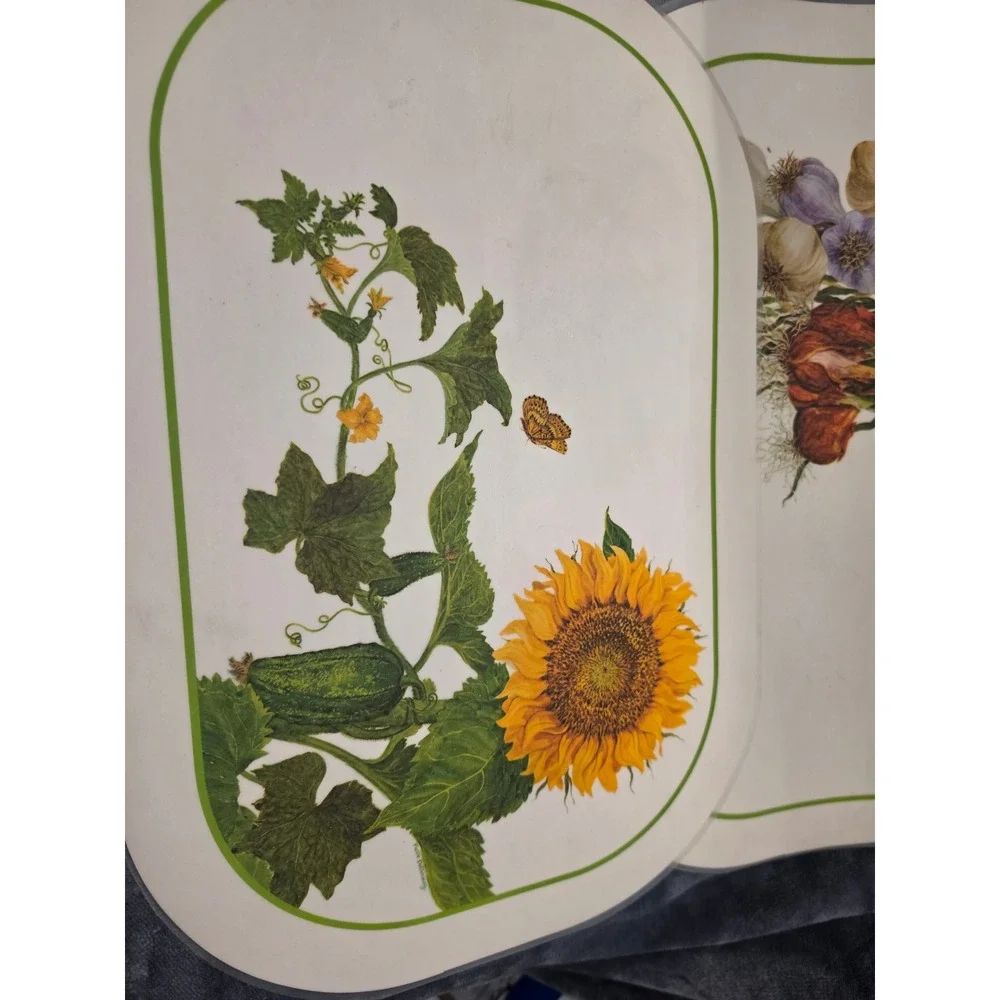 Vintage Pierre DeBernay Reversible Placemats Set of 4 Garden Vegetable Floral
